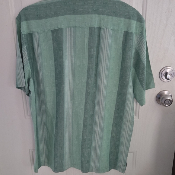 Tommy Bahama Mint Green Striped Button Down Shirt - Picture 3 of 5